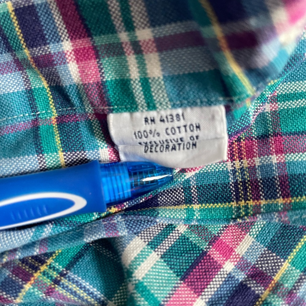 Ralph Lauren Men's Blue Green plaid button down sz 3xB  classic fit flesh pony - Picture 6 of 10